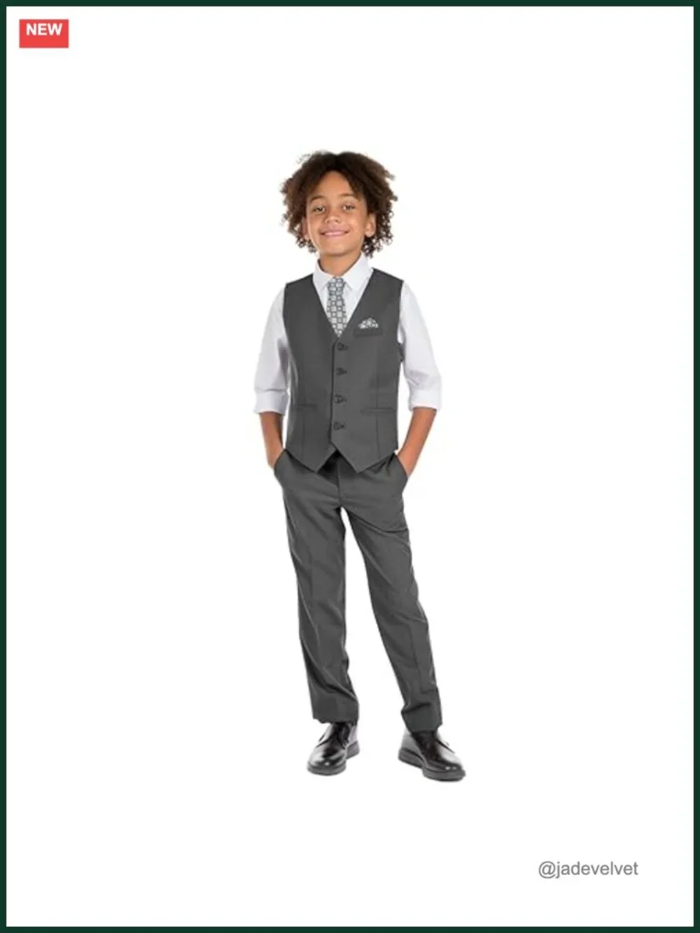 Boys' 6-Piece Formal Slim Fit Suit Vest Set Adjustable Waist